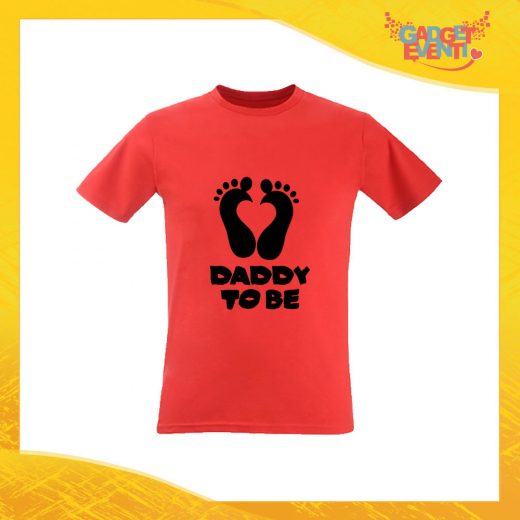 T-Shirt Uomo Rossa "Daddy to Be" Maglia Maglietta per l'estate Grafiche Divertenti Futuro Papà Gadget Eventi