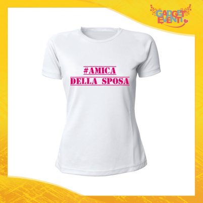 T-Shirt Bianca Addio al Nubilato "Amica della Sposa" Magliette Maglie Divertimento Feste Hot Sposa Gadget Eventi