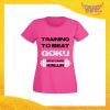 T-Shirt Donna Fucsia "Training to Beat Goku" Maglia Maglietta per l'estate Grafiche Divertenti Gadget Eventi
