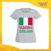 T-Shirt Donna Grigia "Proud to Be Italian" Maglia Maglietta per l'estate Grafiche Divertenti Gadget Eventi