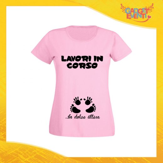 T-Shirt Donna Rosa "Dolce Attesa" Maglia Maglietta per l'estate Grafiche Divertenti Futura Mamma Gadget Eventi