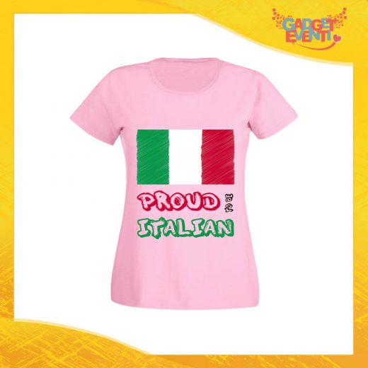 T-Shirt Donna Rosa "Proud to Be Italian" Maglia Maglietta per l'estate Grafiche Divertenti Gadget Eventi