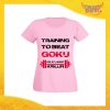 T-Shirt Donna Rosa "Training to Beat Goku" Maglia Maglietta per l'estate Grafiche Divertenti Gadget Eventi