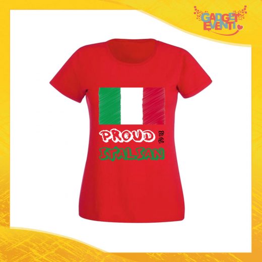 T-Shirt Donna Rossa "Proud to Be Italian" Maglia Maglietta per l'estate Grafiche Divertenti Gadget Eventi