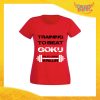 T-Shirt Donna Rossa "Training to Beat Goku" Maglia Maglietta per l'estate Grafiche Divertenti Gadget Eventi