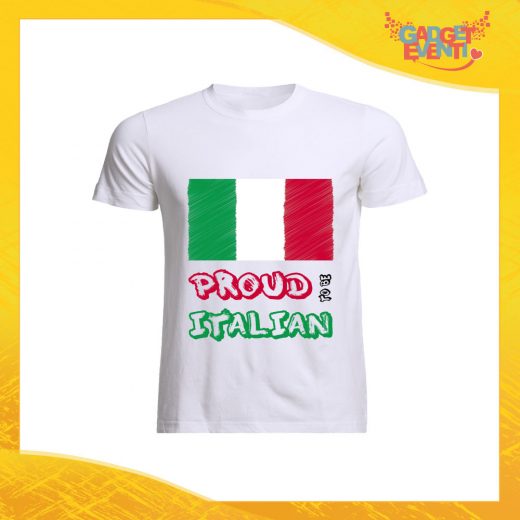 T-Shirt Uomo Bianca "Proud to Be Italian" Maglia Maglietta per l'estate Grafiche Divertenti Gadget Eventi
