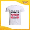 T-Shirt Uomo Bianca "Training to Beat Goku" Maglia Maglietta per l'estate Grafiche Divertenti Gadget Eventi
