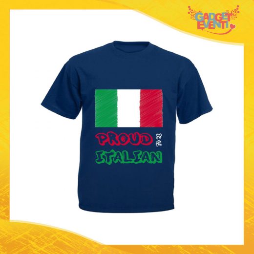 T-Shirt Uomo Blu Navy "Proud to Be Italian" Maglia Maglietta per l'estate Grafiche Divertenti Gadget Eventi
