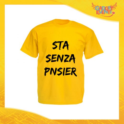 T-Shirt Uomo Giallo Sunflower "Sta Senza Pnsier" Maglia Maglietta per l'estate Grafiche Divertenti Gadget Eventi