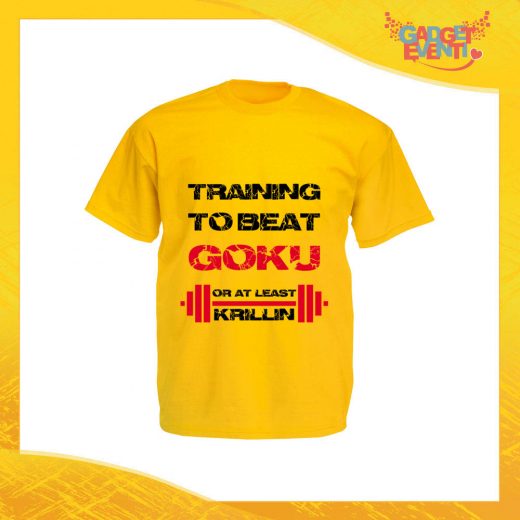 T-Shirt Uomo Giallo Sunflower "Training to Beat Goku" Maglia Maglietta per l'estate Grafiche Divertenti Gadget Eventi