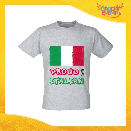 T-Shirt Uomo Grigio "Proud to Be Italian" Maglia Maglietta per l'estate Grafiche Divertenti Gadget Eventi