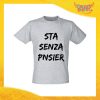 T-Shirt Uomo Grigia "Sta Senza Pnsier" Maglia Maglietta per l'estate Grafiche Divertenti Gadget Eventi