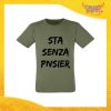 T-Shirt Uomo Verde Oliva "Sta Senza Pnsier" Maglia Maglietta per l'estate Grafiche Divertenti Gadget Eventi