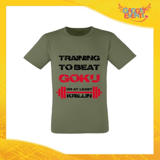 T-Shirt Uomo Verde Oliva "Training to Beat Goku" Maglia Maglietta per l'estate Grafiche Divertenti Gadget Eventi