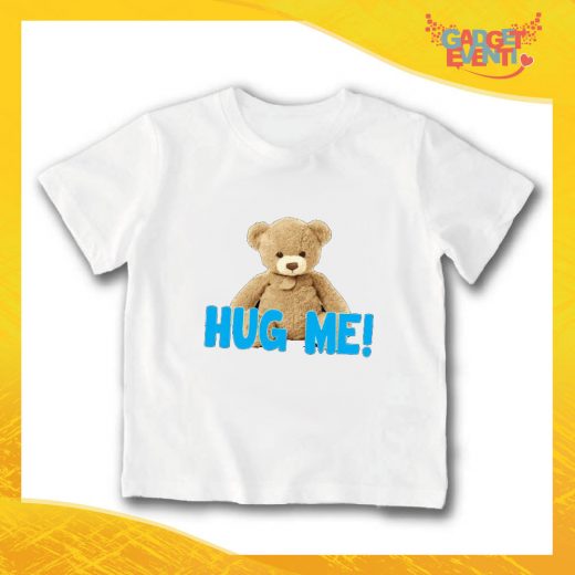 T-Shirt bianca bimbo maschietto "Hug Me" Idea Regalo Gadget Eventi