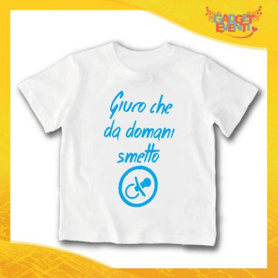 T-Shirt bianca bimbo maschietto "Da Domani Smetto" Idea Regalo Gadget Eventi