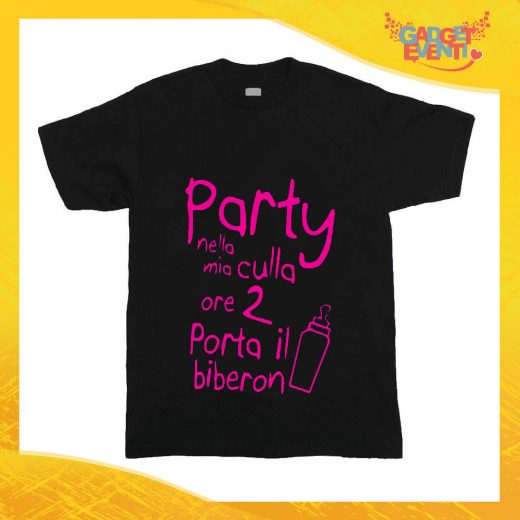 T-Shirt nera bimba femminuccia "Party Nella Mia Culla" Idea Regalo Gadget Eventi