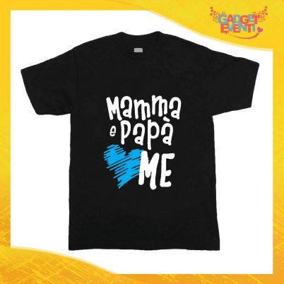 T-Shirt nera bimbo maschietto "Mamma e Papà Me" Idea Regalo Gadget Eventi