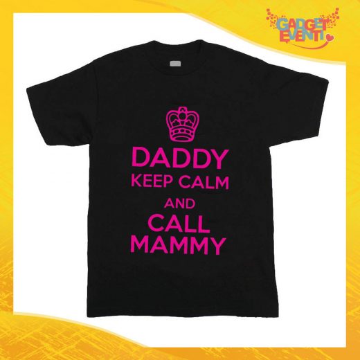 T-Shirt nera bimba femminuccia "Daddy Keep Calm" Idea Regalo Gadget Eventi