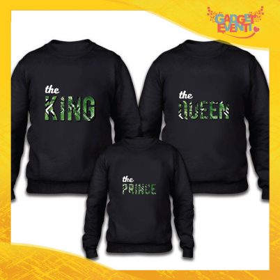 Tris felpe nero famiglia "King Queen Prince" Grafiche divertenti Gadget Eventi