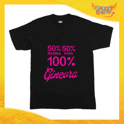 T-Shirt nera bimba femminuccia "100% Ginevra" Idea Regalo Gadget Eventi
