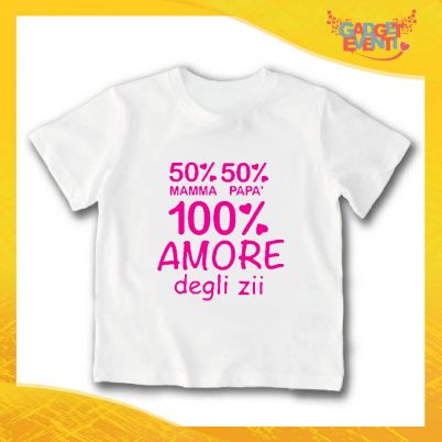T-Shirt bianca bimba femminuccia "Amore degli Zii" Idea Regalo Gadget Eventi