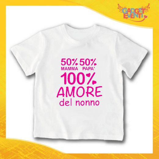 T-Shirt bianca bimba femminuccia "Amore dei Nonni" Idea Regalo Gadget Eventi