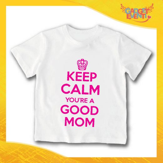 T-Shirt bianca bimba femminuccia "Keep Calm Good Mom" Idea Regalo Gadget Eventi