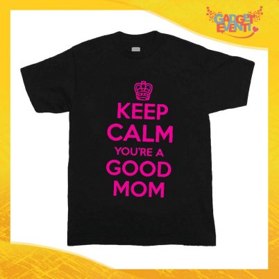 T-Shirt nera bimba femminuccia "Keep Calm Good Mom" Idea Regalo Gadget Eventi