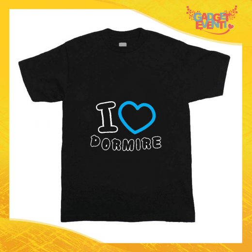 T-Shirt nera bimbo maschietto "I Love Dormire" Idea Regalo Gadget Eventi