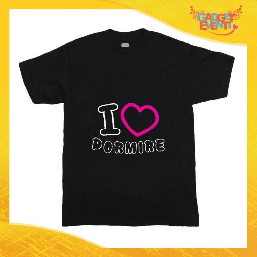 T-Shirt nera bimba femminuccia "I Love Dormire" Idea Regalo Gadget Eventi