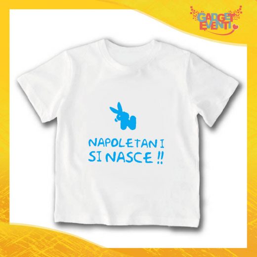 T-Shirt bianca bimba maschietto "Napoletani si Nasce" Idea Regalo Gadget Eventi