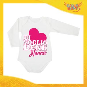 Body Manica Lunga Femminuccia Grafica Rosa Neonato Bodino Bimba Personalizzato "Ti Voglio Bene Nonna" Idea Regalo Festa dei Nonni Gadget Eventi