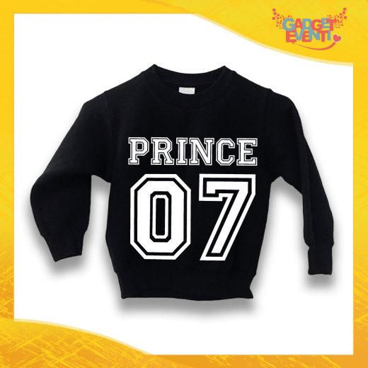 Felpa Nera Maschietto Bambino Baby "Prince con Numero Personalizzato" Gadget Eventi