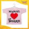 Mini T-Shirt Rosa Personalizzata "Heart on Board con Nome" Auto Bimbo a Bordo con Gruccia e Ventosa Gadget Eventi