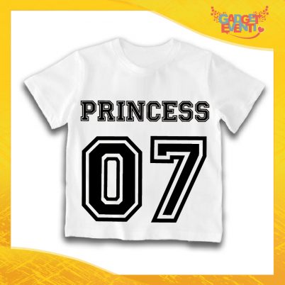 Maglietta Bianca Femminuccia Bimba "Princess con Numero" Idea Regalo T-Shirt Gadget Eventi