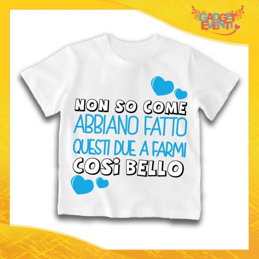 Maglietta Bianca Maschietto Bimbo "Mi hanno fatto così bello" Idea Regalo T-Shirt Gadget Eventi