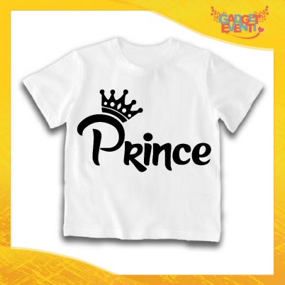 Maglietta Bianca Maschietto Bimbo "Prince Classic Corona" Idea Regalo T-Shirt Gadget Eventi
