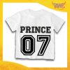 Maglietta Bianca Maschietto Bimbo "Prince con Numero" Idea Regalo T-Shirt Gadget Eventi