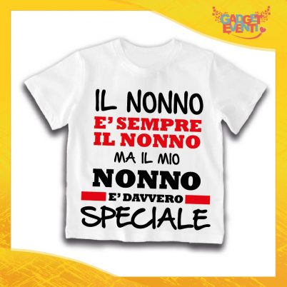 Maglietta Bianca Bimbo "Nonno è Speciale" Idea Regalo T-Shirt Festa dei Nonni Gadget Eventi
