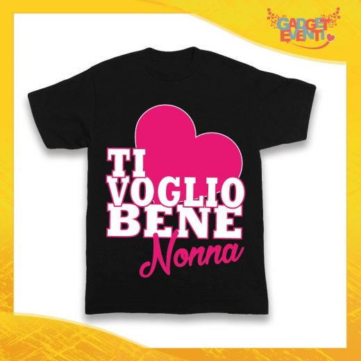 Maglietta Nera Femminuccia Grafica Rosa Bimba "Ti Voglio Bene Nonna" Idea Regalo T-Shirt Festa dei Nonni Gadget Eventi