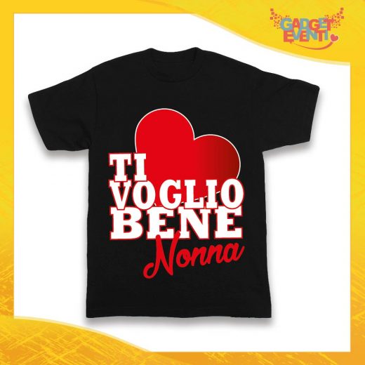 Maglietta Nera Grafica Rossa Bimbo "Ti Voglio Bene Nonna" Idea Regalo T-Shirt Festa dei Nonni Gadget Eventi