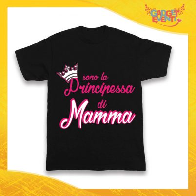Maglietta Nera Femminuccia Bimba "Principessa di Mamma" Idea Regalo T-Shirt Gadget Eventi