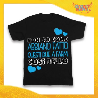 Maglietta Nera Maschietto Bimbo "Mi hanno fatto così bello" Idea Regalo T-Shirt Gadget Eventi