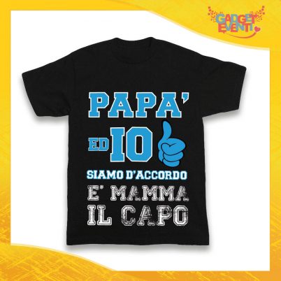 Maglietta Nera Maschietto Bimbo "Papà ed io siamo d'accordo" Idea Regalo T-Shirt Gadget Eventi