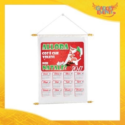 Calendario Natalizio Personalizzato Grafica Rossa "Cosa Volevi per Natale" con Asta per appenderlo Idea Regalo Festività Natalizie Gadget Eventi