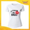 T-Shirt Donna Bianca "Ci vorrebbe un bacio" Maglia Maglietta Idea Regalo Divertente Gadget Eventi