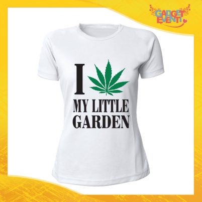 T-Shirt Donna Bianca "I Love my Little Garden" Maglia Maglietta Idea Regalo Divertente Gadget Eventi