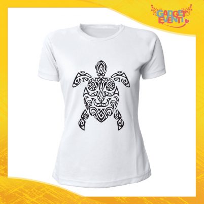 T-Shirt Donna Bianca "Turtle Decoration" Maglia Maglietta Idea Regalo Divertente Gadget Eventi
