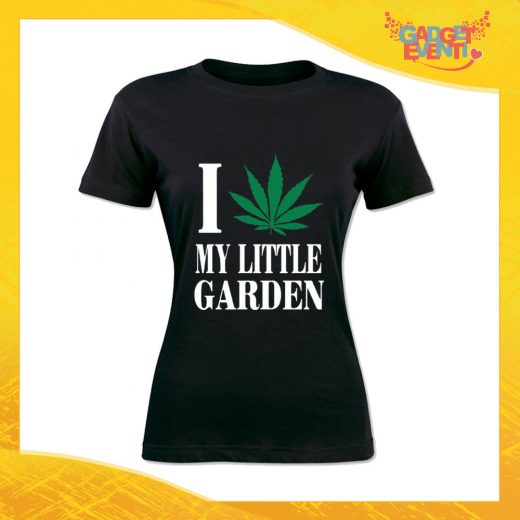 T-Shirt Donna Nera "I Love my Little Garden" Maglia Maglietta Idea Regalo Divertente Gadget Eventi